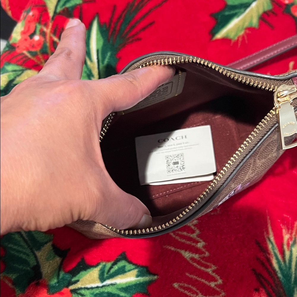 Coach Signature Brown and Burgundy Crossbody Bag - Picture 3 of 3